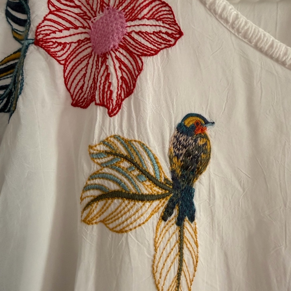 Johnny Was Mariafe Multicolor Floral Embroidered Blouse - Picture 8 of 11